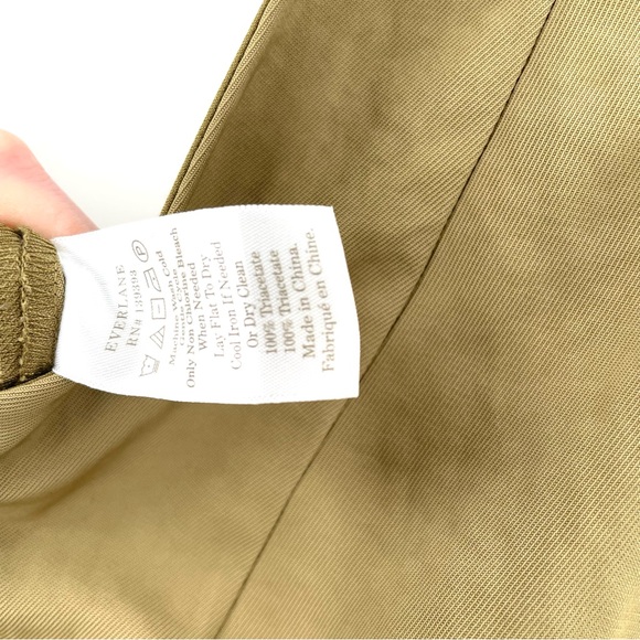 EVERLANE GoWeave Japanese Wide Leg Olive Belted Cottage Boho Comfy Luxe Jumpsuit - Picture 10 of 10